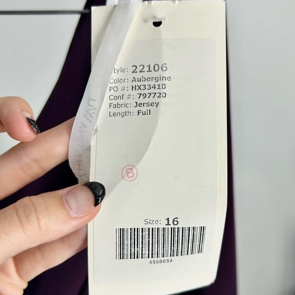 Christina Wu Jersey Purple Burgundy‎ Long Sleeve Maxi Formal Dress 22106 Sz 16 - Picture 3 of 6